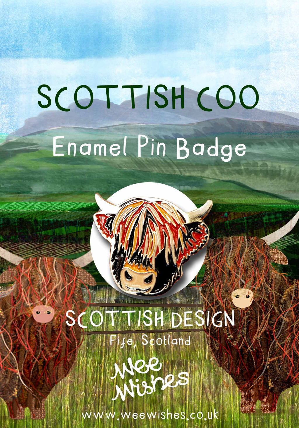 Scottish Coo Enamel Pin Badge