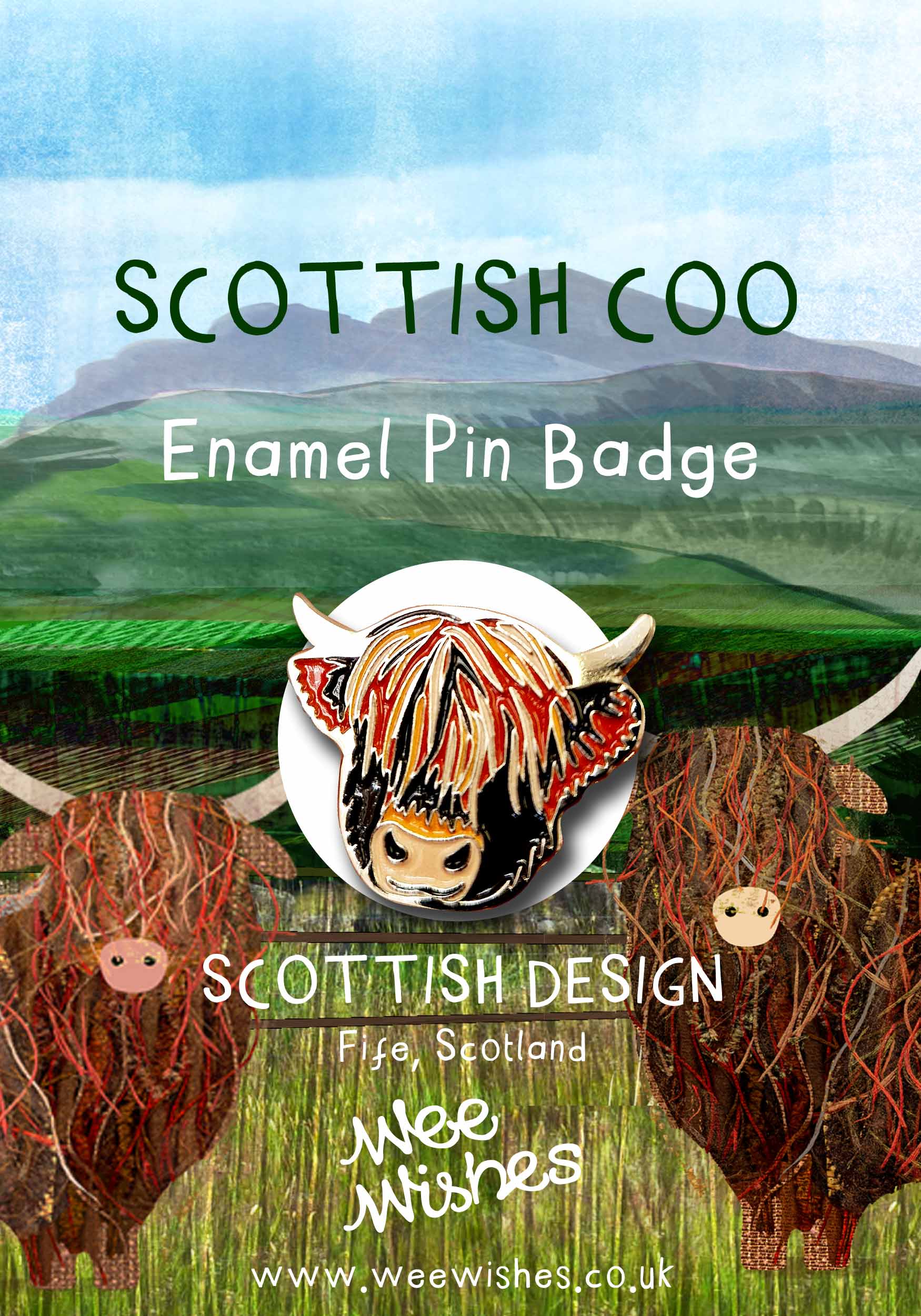 Scottish Coo Enamel Pin Badge