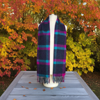 100% Scottish Lambswool Tartan Scarf - Blue, Pink, Navy