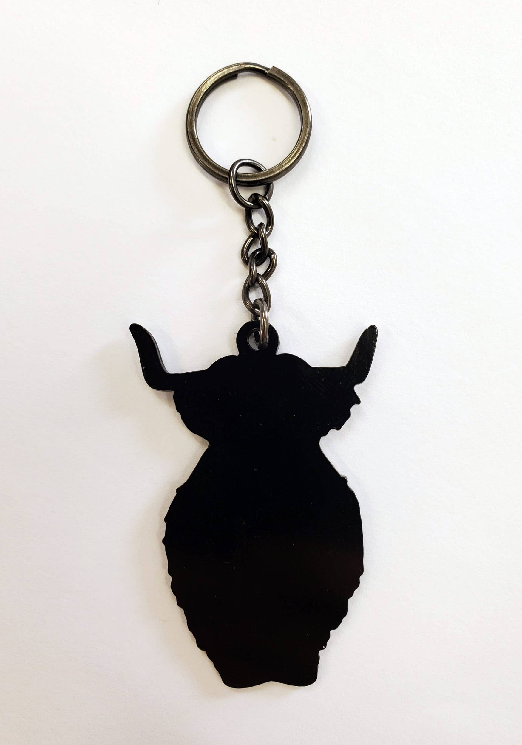 Highland Coo with Heart Enamel Keyring