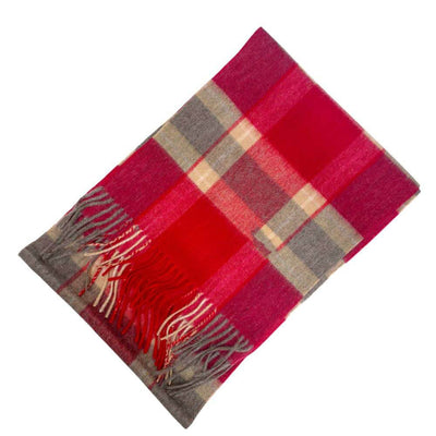 100% Scottish Lambswool Tartan Scarf in Red, Yellow, Black check pattern
