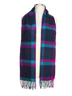 Lambswool Ladies Gents Tartan Check Scarf - Blue, Pink, Navy 
