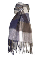 Lambswool Ladies Gents Tartan Check Scarf - Grey, Black, Blue, White 