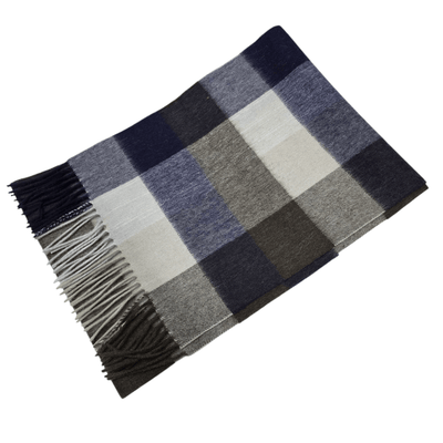 Lambswool Ladies Gents Tartan Check Scarf - Grey, Black, Blue, White 