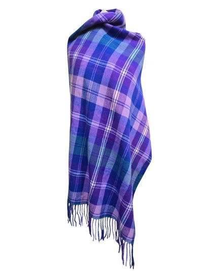  Pink, Blue, Black Tartan Scarf Shawl 