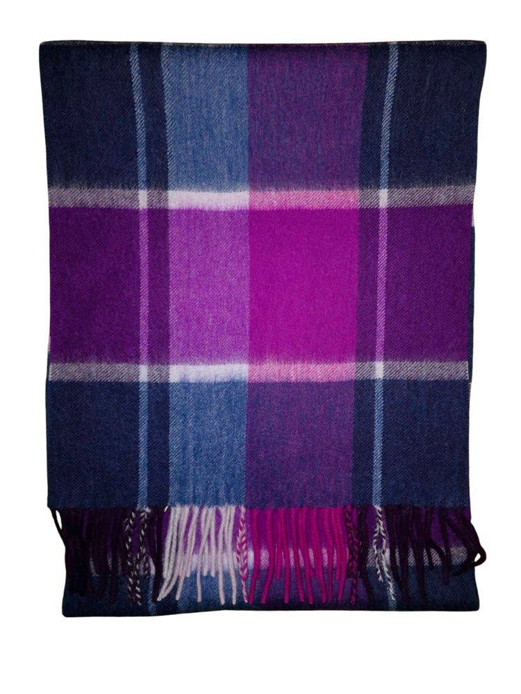 Scottish tartan scarf  Purple, Pink, Blue, White, Black  