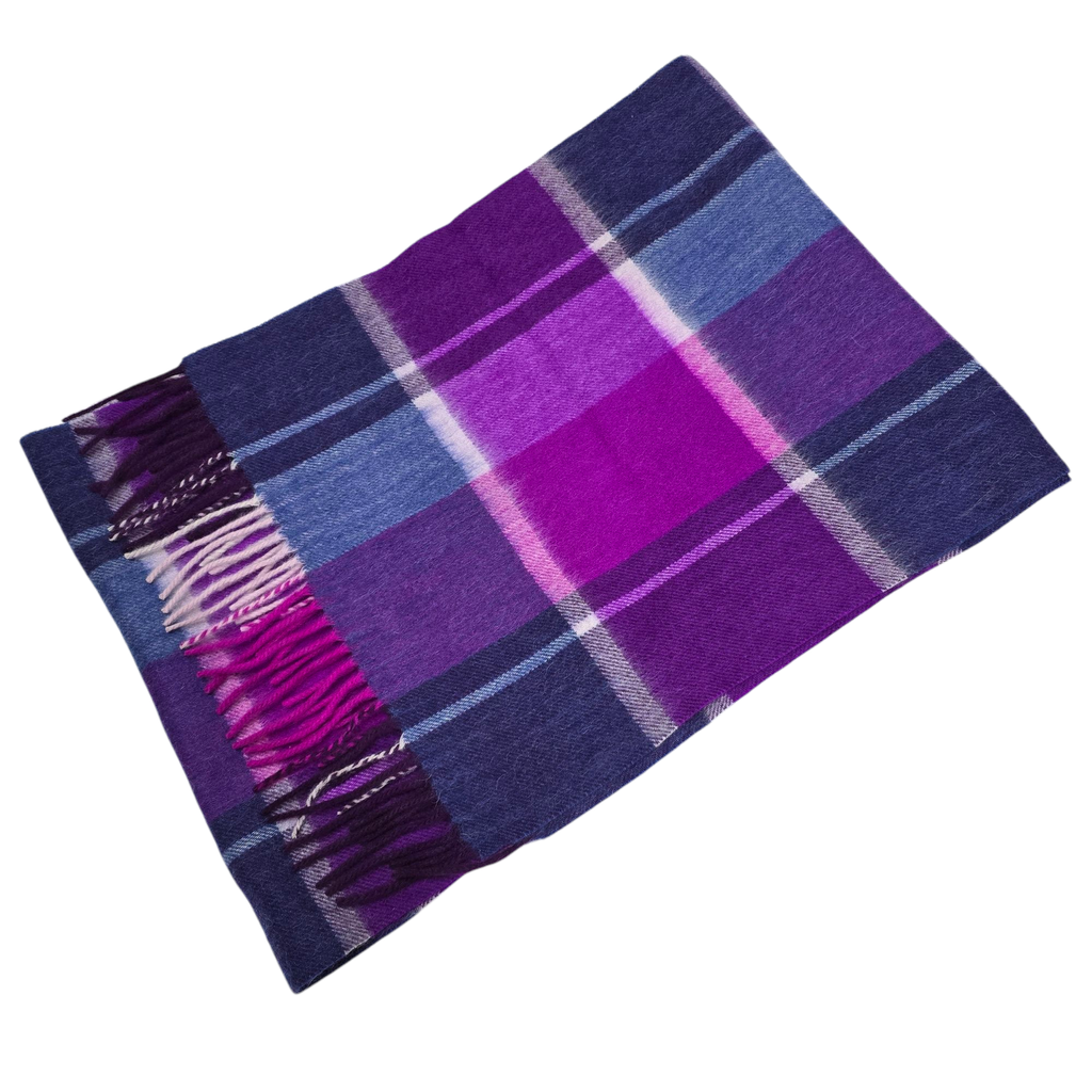 Scottish tartan scarf  Purple, Pink, Blue, White, Black  