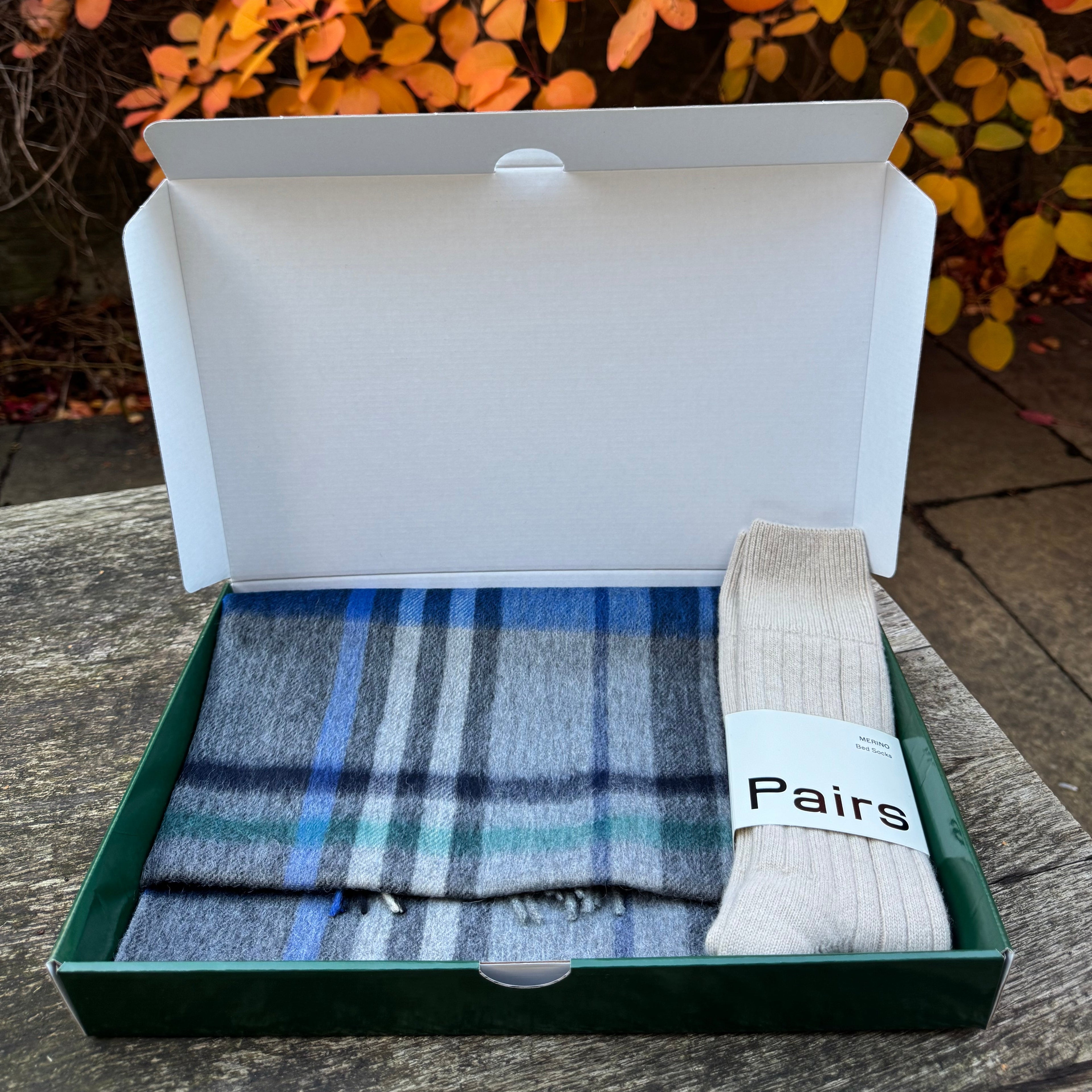 Snuggle Box Scottish Gift Hampers Blue & Cream 