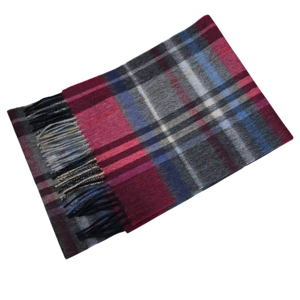 Tartan Lambswool Scarf Scottish - Red, Black, Grey, White, Blue 