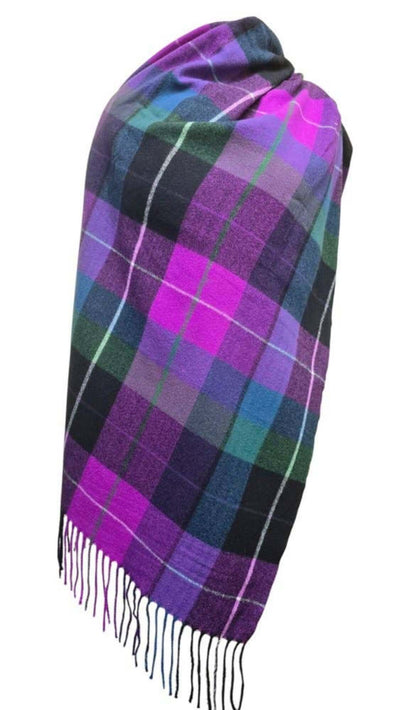 Tartan Scarf Shawl -Pink, Green, Black Tartan 