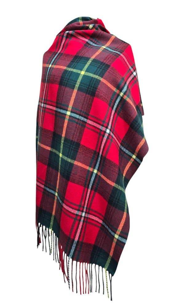 Tartan Scarf Shawl -  Red, Green, Black, White