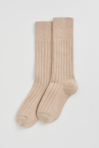 Milky Tea Beige Merino Bed Socks: Milky Tea Beige